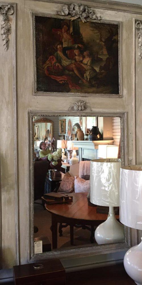 a fire place sitting in a room